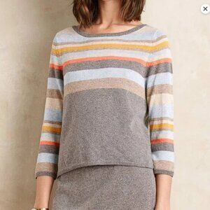 Anthropologie Moth Striped Wool Cashmere Blend Pullover Sweater (S) EUC